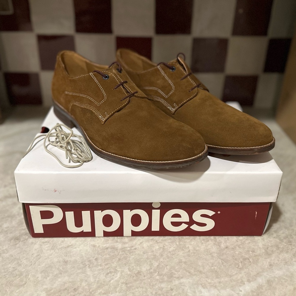 NIB Hush Puppies Glitch Parkview Men’s Brown Suede Comfort Oxford Shoes US 12